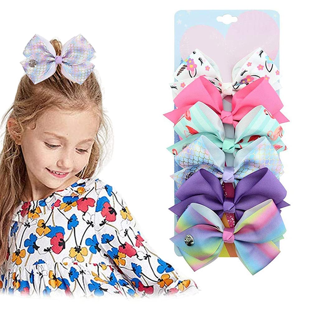 GUSTAVE Colour-3 6Pcs Unicorn Grosgrain Ribbon Hair Barrettes Bows Alligator Clips & Accessories For Girls GUSTAVE Colour-3 6Pcs Unicorn Grosgrain Ribbon Hair Barrettes Bows Alligator Clips & Accessories For Girls